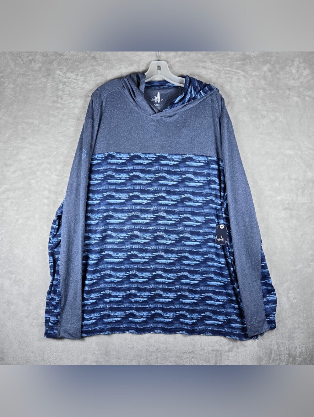Johnnie-O Braden Mens XXXL 3XL Blue Graphic Performance Sun Hoodie JMHO1160 NWT